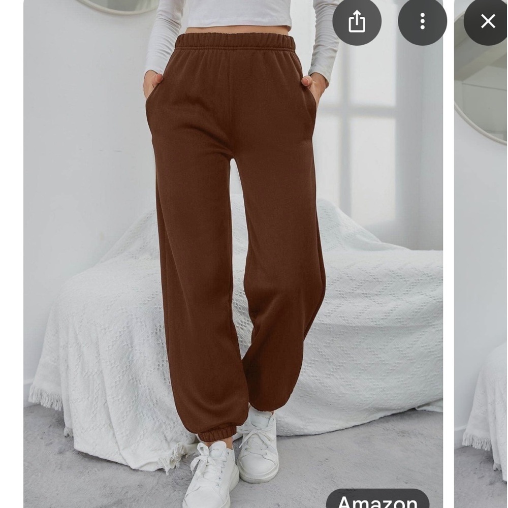Bailey Rose Brown Relaxed Fit Joggers size medium elastic waist pockets thick